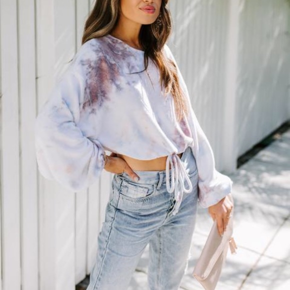 Cropped Drawstring Tie Dye Top - Picture 8 of 8